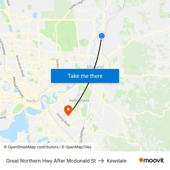 Great Northern Hwy After Mcdonald St to Kewdale map