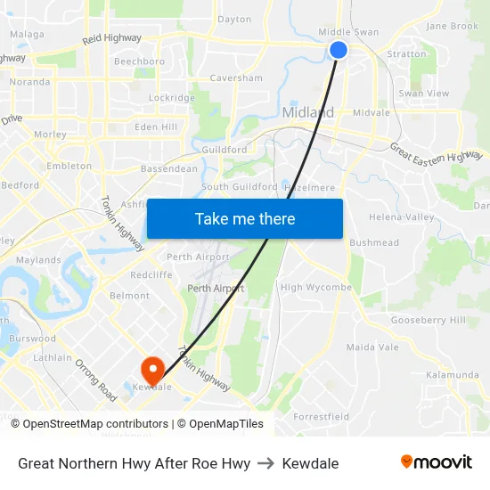 Great Northern Hwy After Roe Hwy to Kewdale map