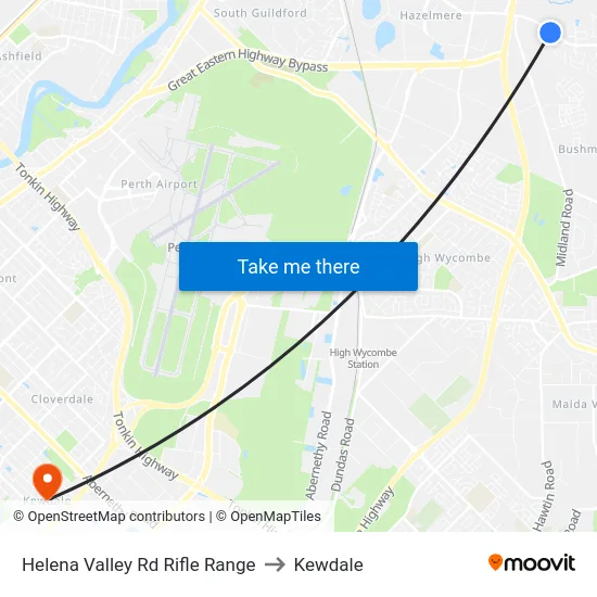 Helena Valley Rd Rifle Range to Kewdale map