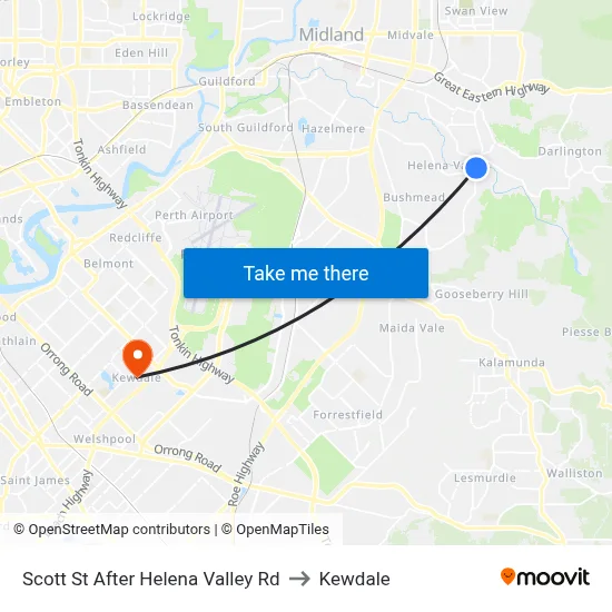 Scott St After Helena Valley Rd to Kewdale map