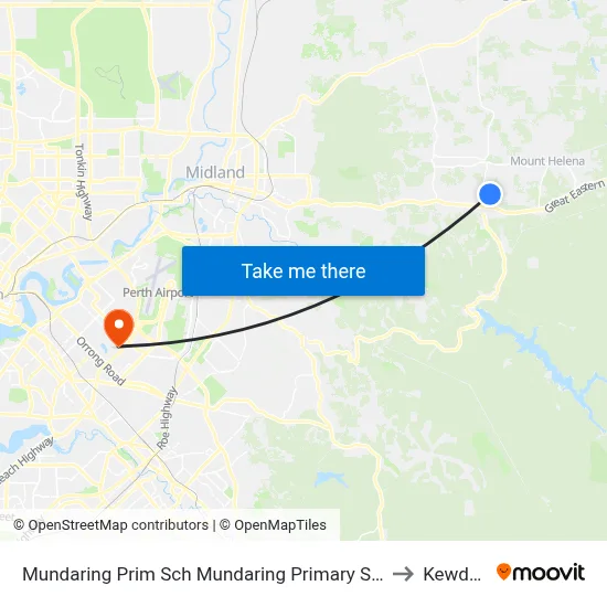 Mundaring Prim Sch   Mundaring Primary School to Kewdale map