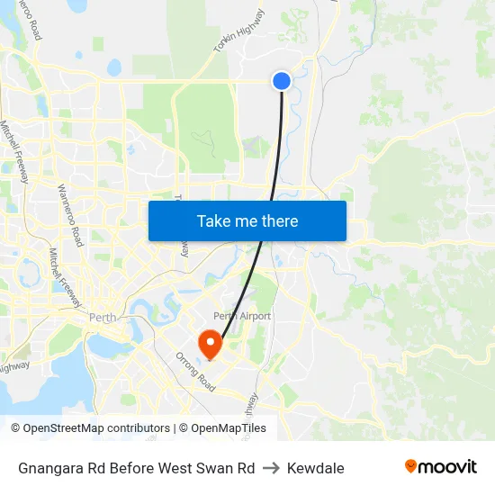 Gnangara Rd Before West Swan Rd to Kewdale map