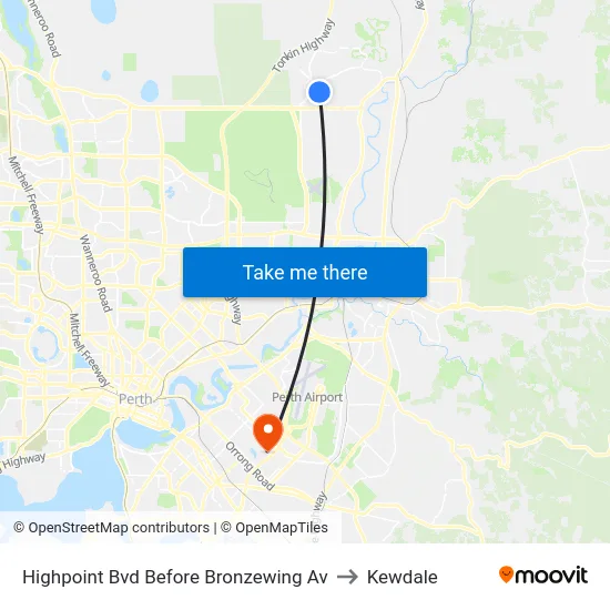 Highpoint Bvd Before Bronzewing Av to Kewdale map