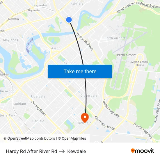 Hardy Rd After River Rd to Kewdale map