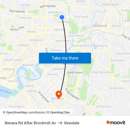 Benara Rd After Brockmill Av to Kewdale map