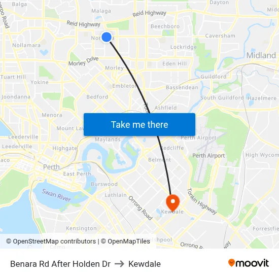 Benara Rd After Holden Dr to Kewdale map