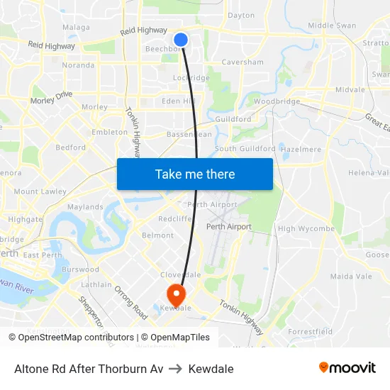 Altone Rd After Thorburn Av to Kewdale map