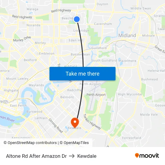 Altone Rd After Amazon Dr to Kewdale map