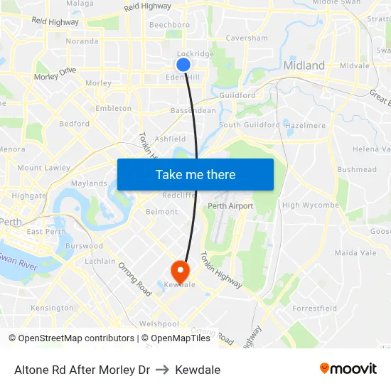 Altone Rd After Morley Dr to Kewdale map