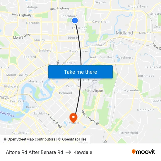 Altone Rd After Benara Rd to Kewdale map