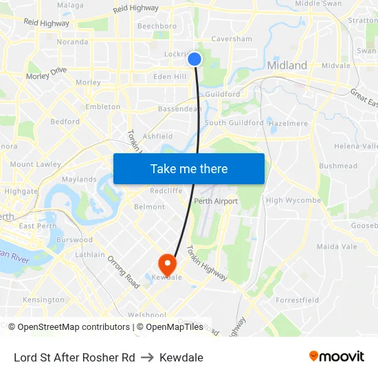 Lord St After Rosher Rd to Kewdale map