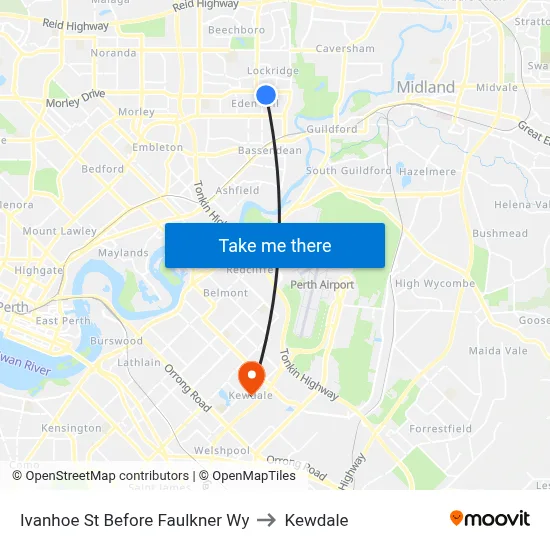 Ivanhoe St Before Faulkner Wy to Kewdale map