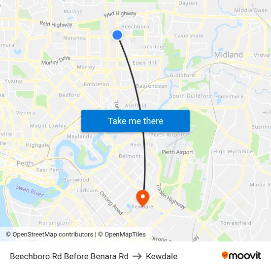 Beechboro Rd Before Benara Rd to Kewdale map
