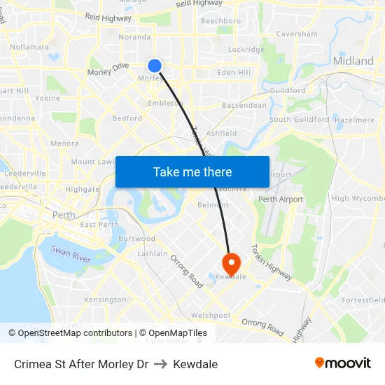 Crimea St After Morley Dr to Kewdale map