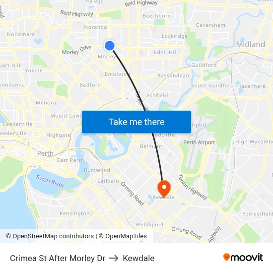 Crimea St After Morley Dr to Kewdale map