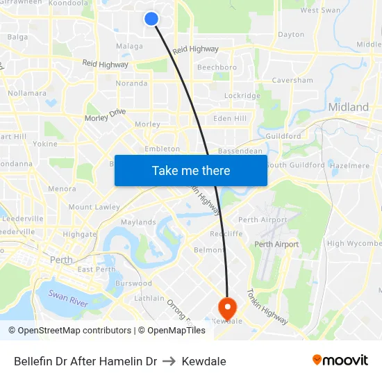 Bellefin Dr After Hamelin Dr to Kewdale map