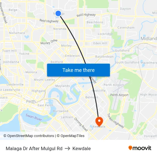 Malaga Dr After Mulgul Rd to Kewdale map