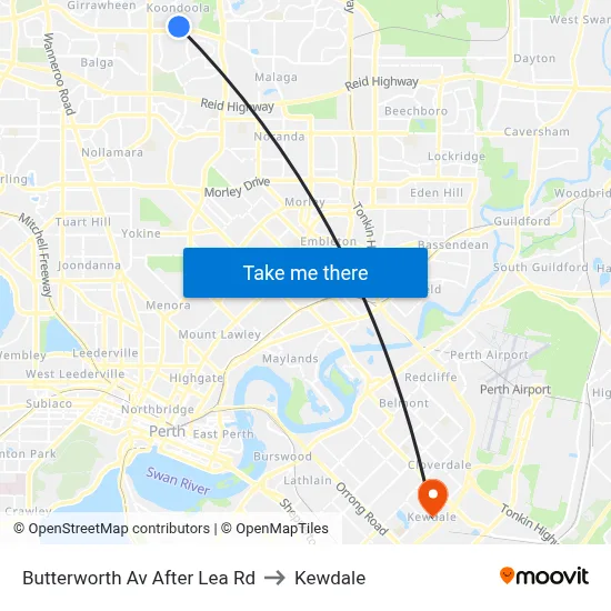 Butterworth Av After Lea Rd to Kewdale map