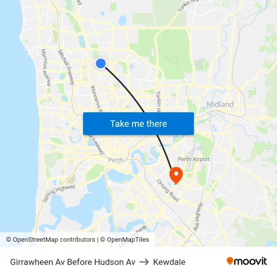 Girrawheen Av Before Hudson Av to Kewdale map