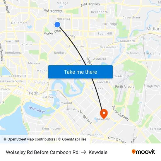 Wolseley Rd Before Camboon Rd to Kewdale map