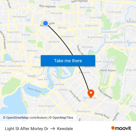 Light St After Morley Dr to Kewdale map