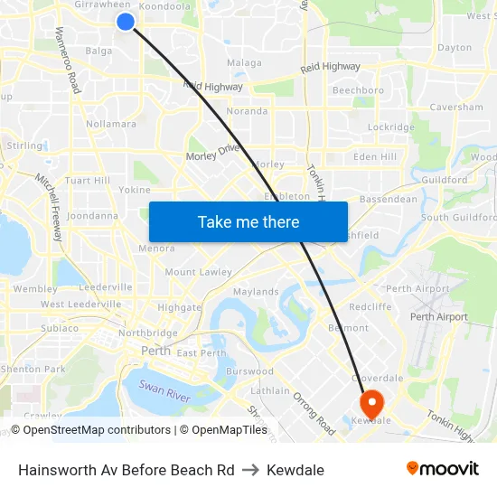 Hainsworth Av Before Beach Rd to Kewdale map