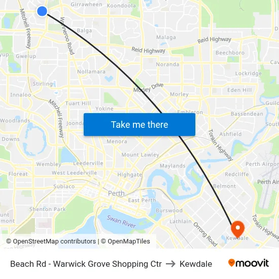 Beach Rd - Warwick Grove Shopping Ctr to Kewdale map