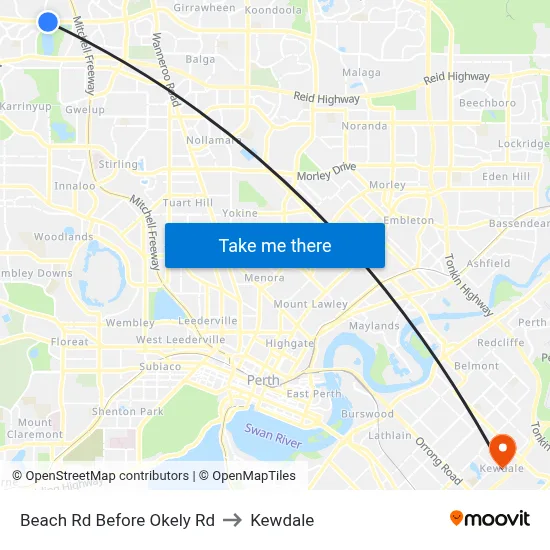 Beach Rd Before Okely Rd to Kewdale map