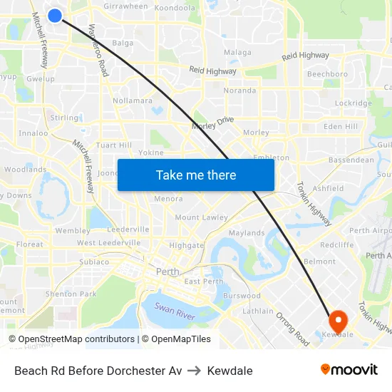 Beach Rd Before Dorchester Av to Kewdale map