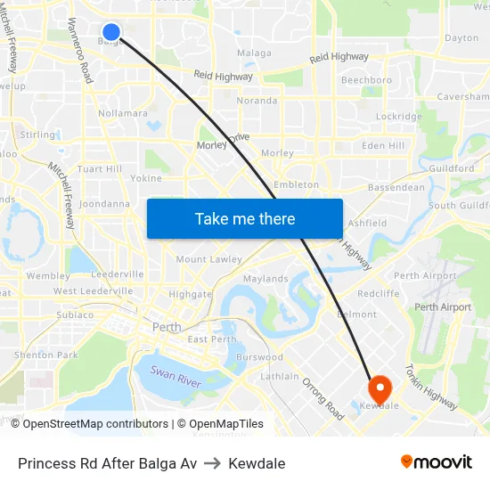 Princess Rd After Balga Av to Kewdale map