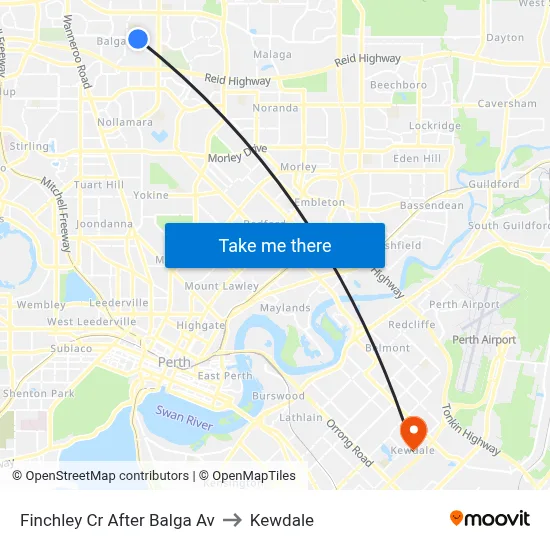 Finchley Cr After Balga Av to Kewdale map