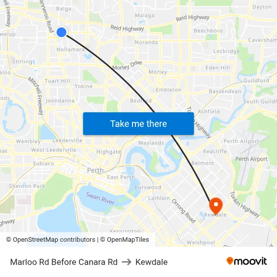 Marloo Rd Before Canara Rd to Kewdale map