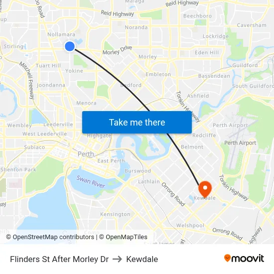 Flinders St After Morley Dr to Kewdale map