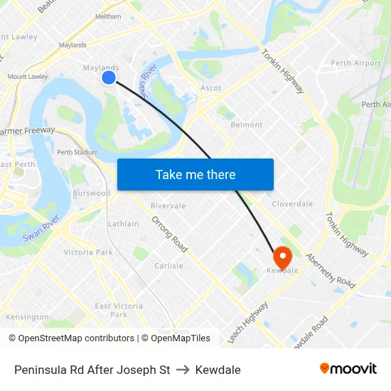Peninsula Rd After Joseph St to Kewdale map