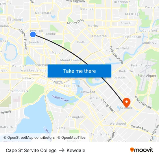 Cape St Servite College to Kewdale map