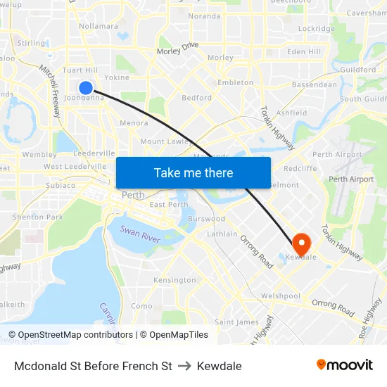 Mcdonald St Before French St to Kewdale map