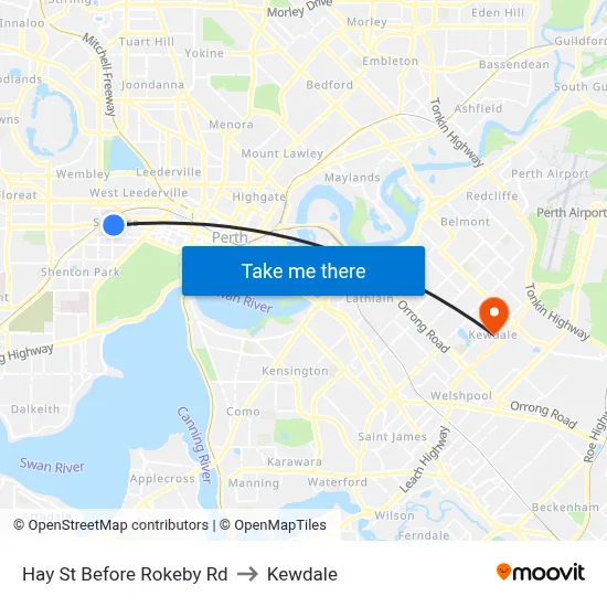 Hay St Before Rokeby Rd to Kewdale map