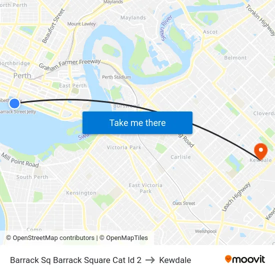 Barrack Sq Barrack Square Cat Id 2 to Kewdale map