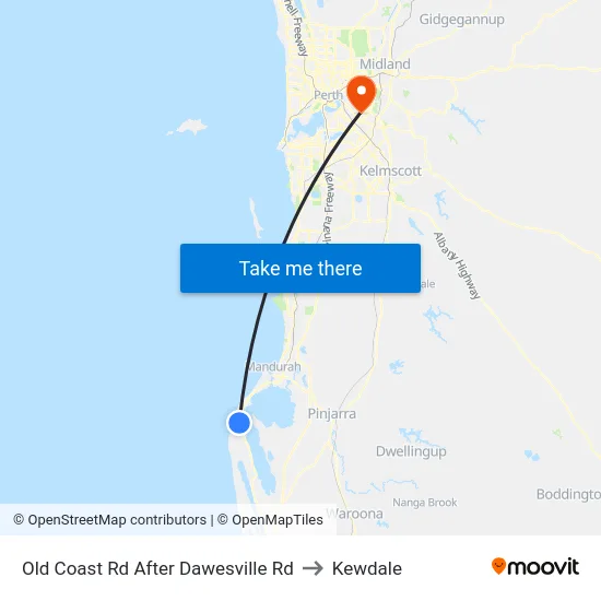 Old Coast Rd After Dawesville Rd to Kewdale map
