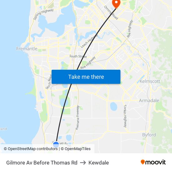 Gilmore Av Before Thomas Rd to Kewdale map