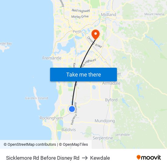 Sicklemore Rd Before Disney Rd to Kewdale map