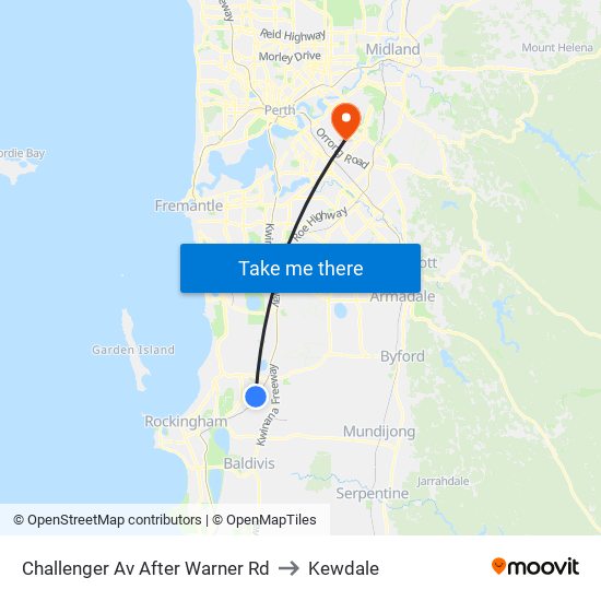 Challenger Av After Warner Rd to Kewdale map