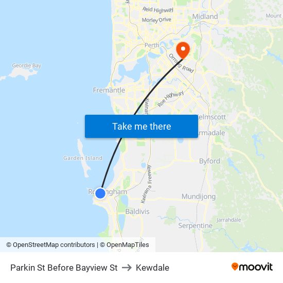 Parkin St Before Bayview St to Kewdale map