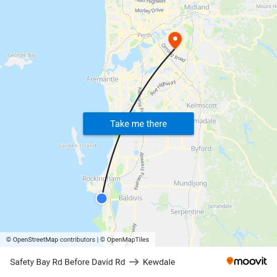 Safety Bay Rd Before David Rd to Kewdale map