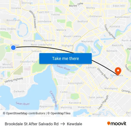 Brookdale St After Salvado Rd to Kewdale map