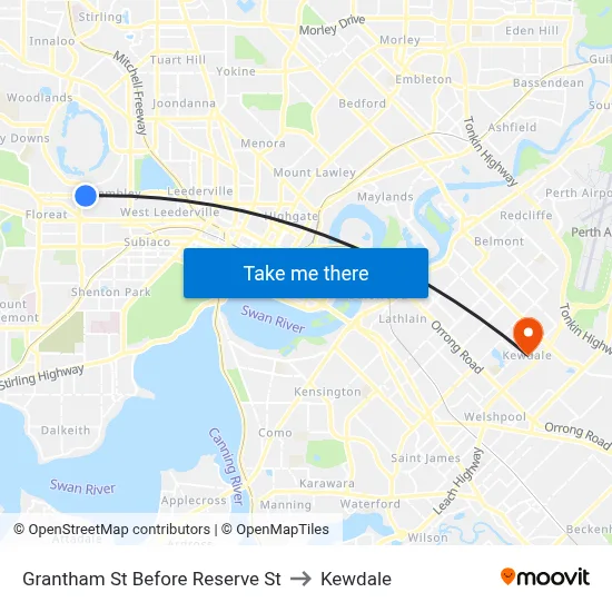 Grantham St Before Reserve St to Kewdale map