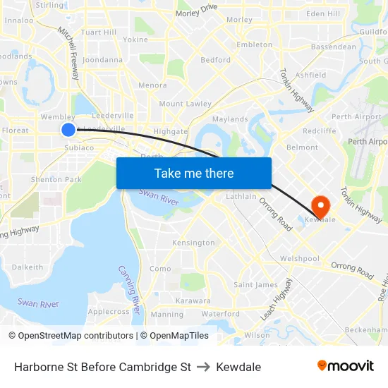 Harborne St Before Cambridge St to Kewdale map