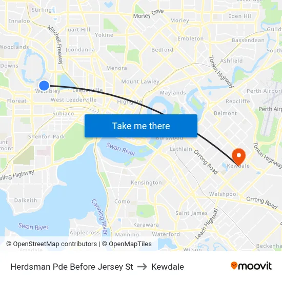 Herdsman Pde Before Jersey St to Kewdale map