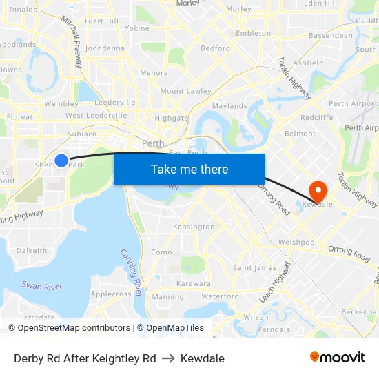 Derby Rd After Keightley Rd to Kewdale map