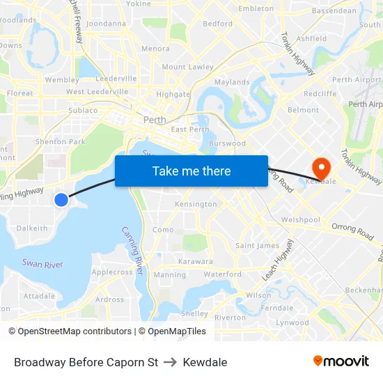 Broadway   Before Caporn St to Kewdale map